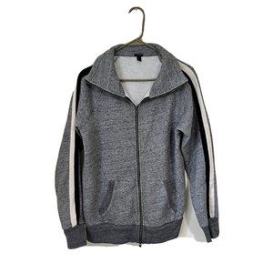 J Crew Gray Zip Up Sweatshirt With Stripe Trim Size Small